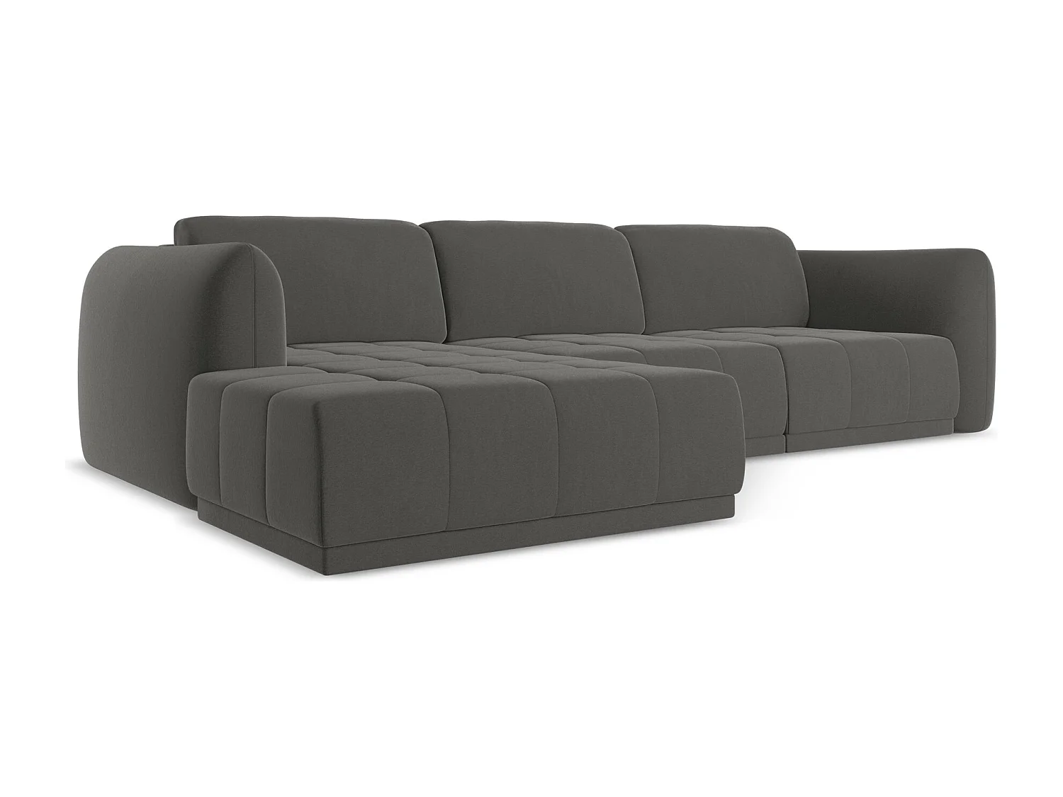 Ecksofa - Ecke Links - Samt - Stahl - HOKU