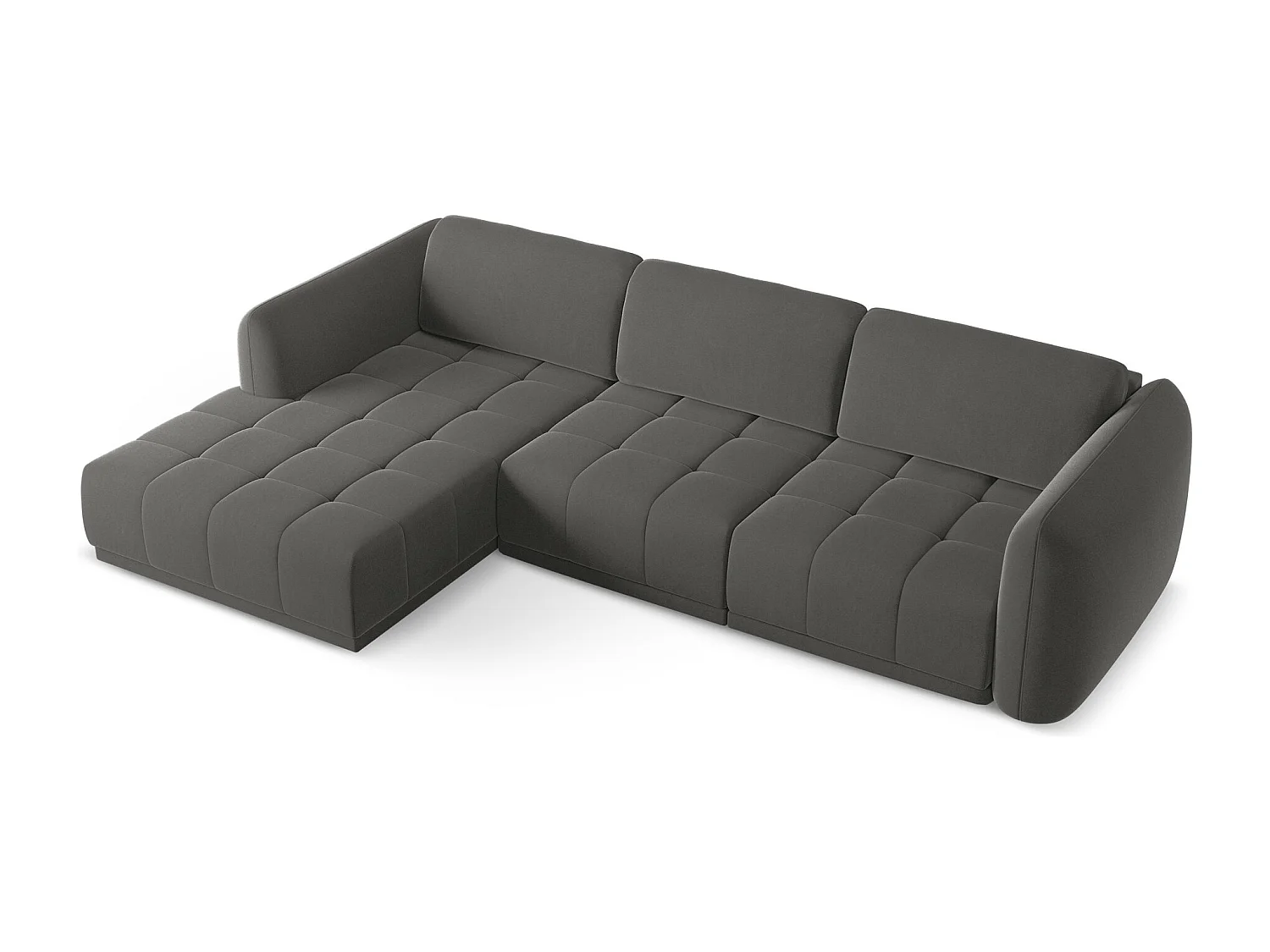 Ecksofa - Ecke Links - Samt - Stahl - HOKU