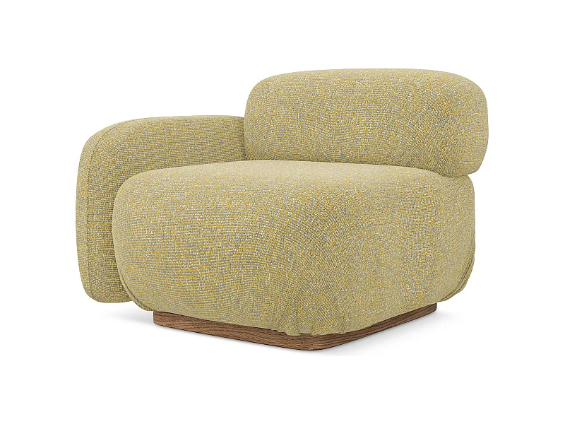 Module avec accoudoirs gauche en tissu texturé - moutarde - AILANI