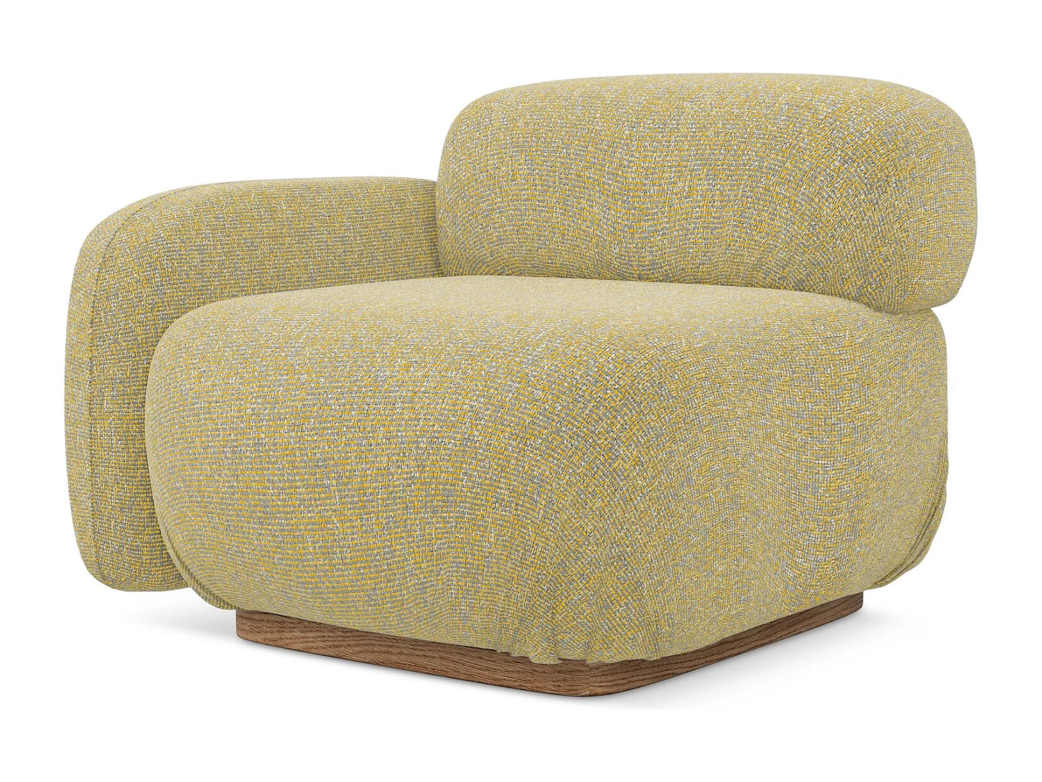 Module avec accoudoirs gauche en tissu texturé - moutarde - AILANI