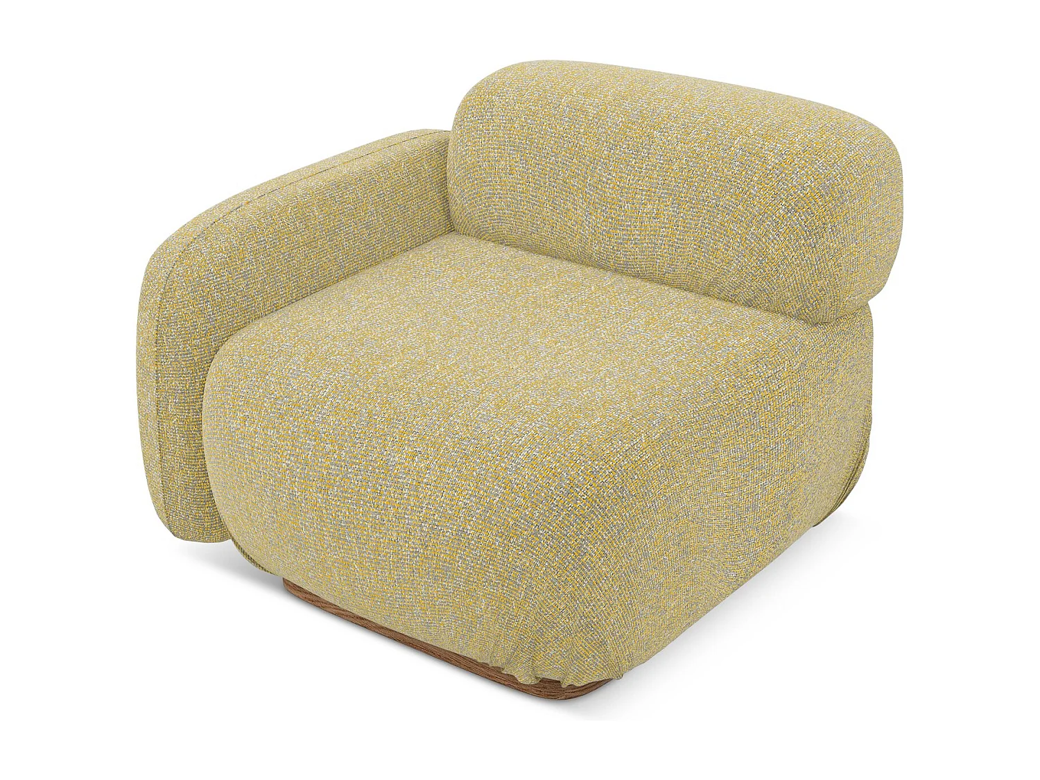 Module avec accoudoirs gauche en tissu texturé - moutarde - AILANI