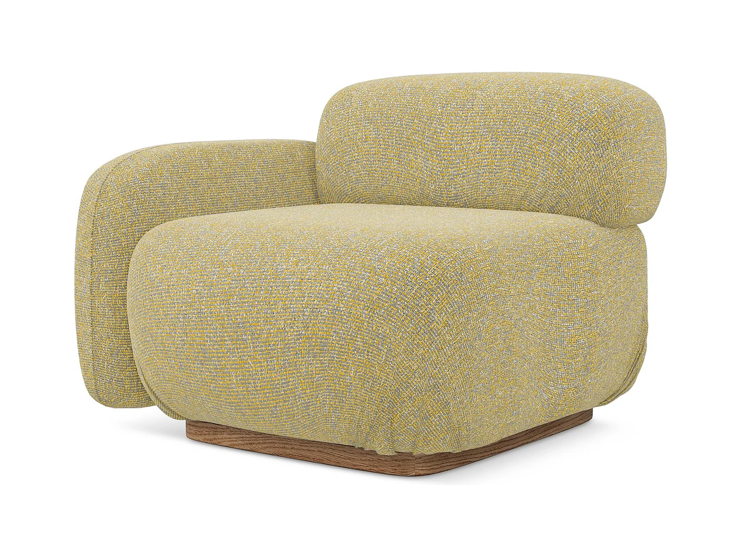Module avec accoudoirs gauche en tissu texturé - moutarde - AILANI
