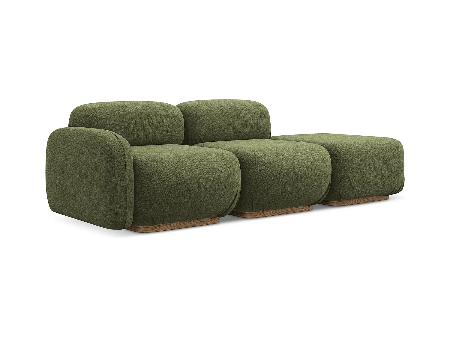 Modulares 3-Sitzer Sofa Rechts - - Chenille - Olive - AILANI