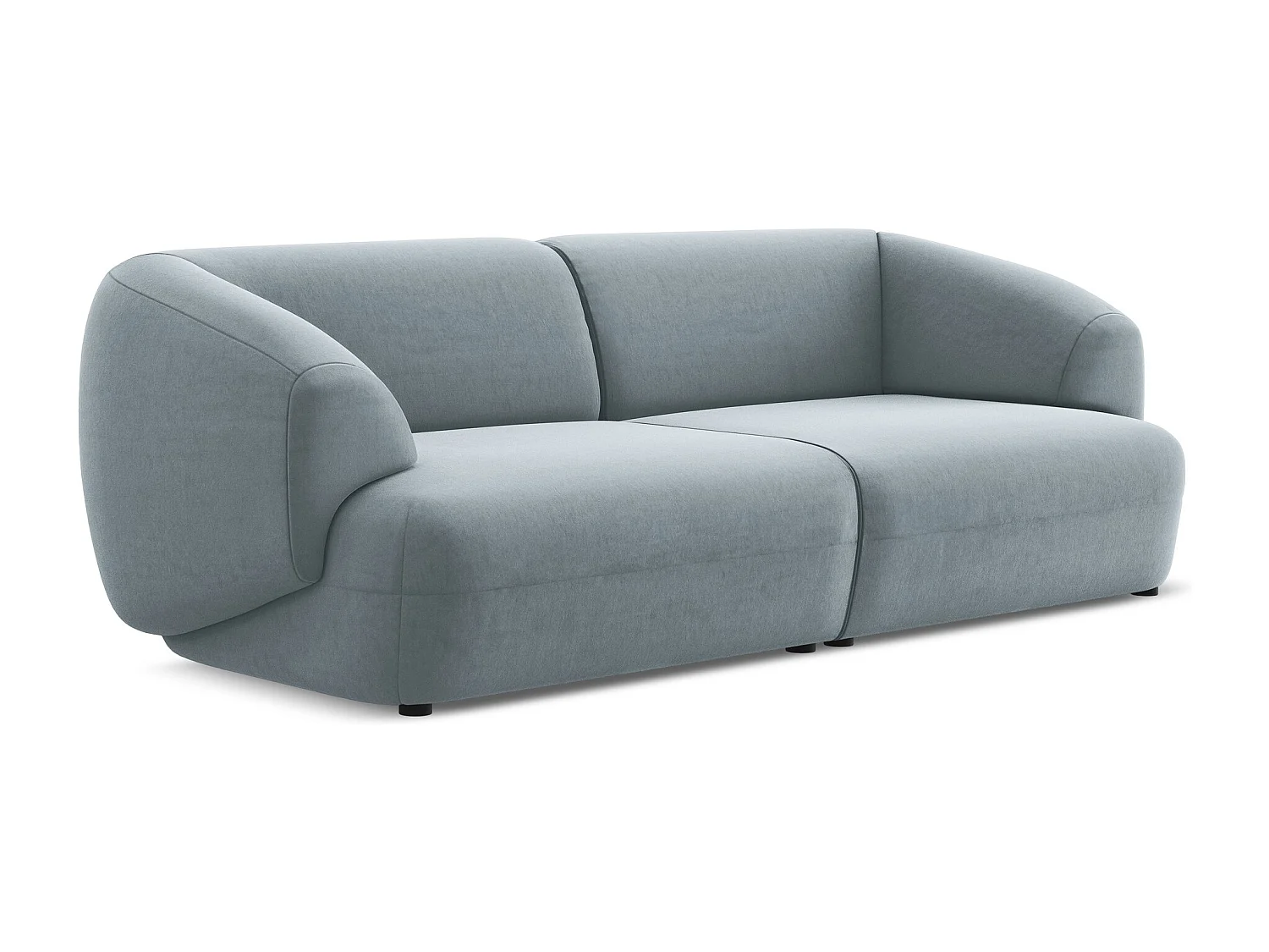 Canapé modulable 4 places en velours - bleu clair - MOANA