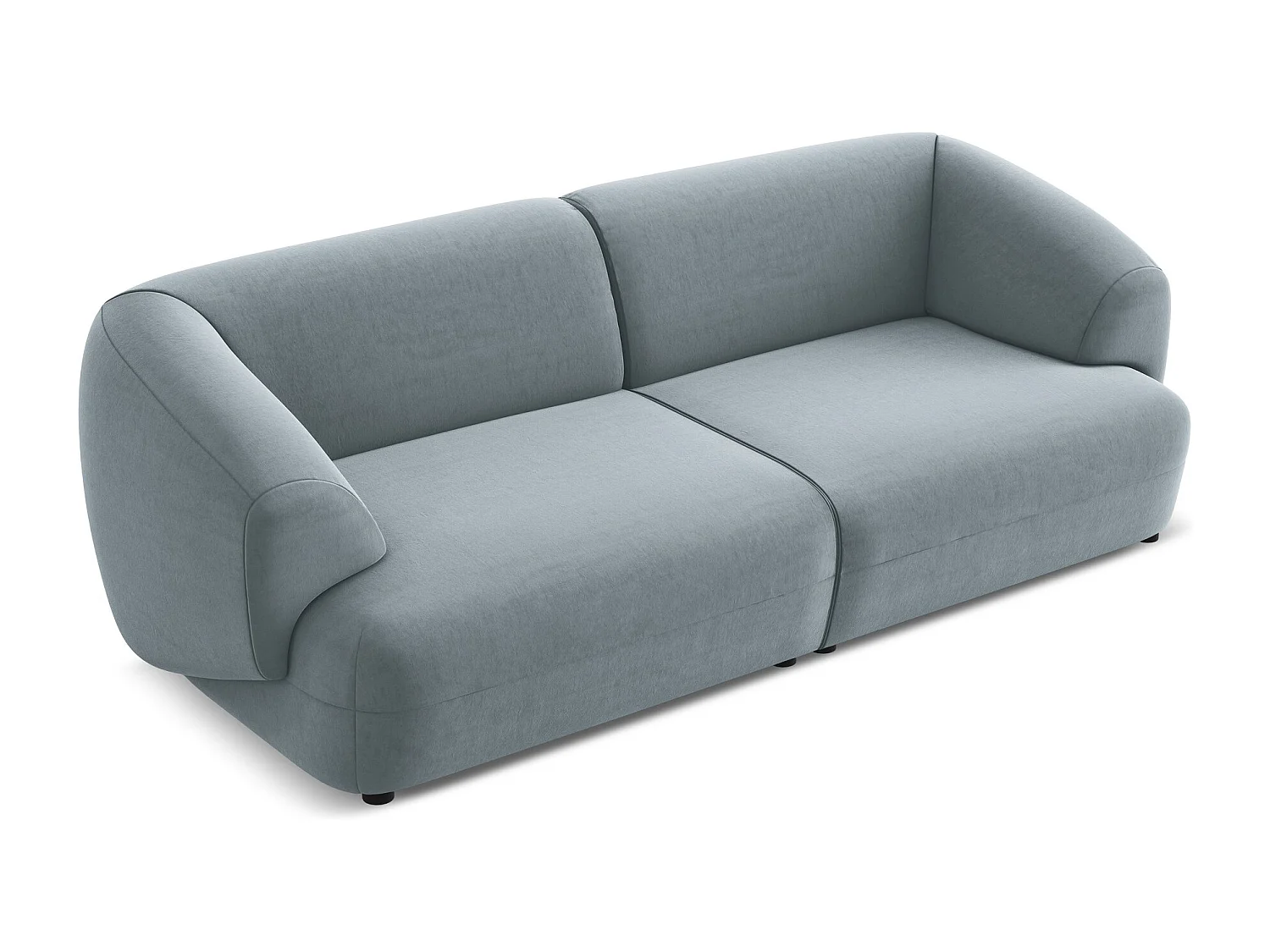 Canapé modulable 4 places en velours - bleu clair - MOANA