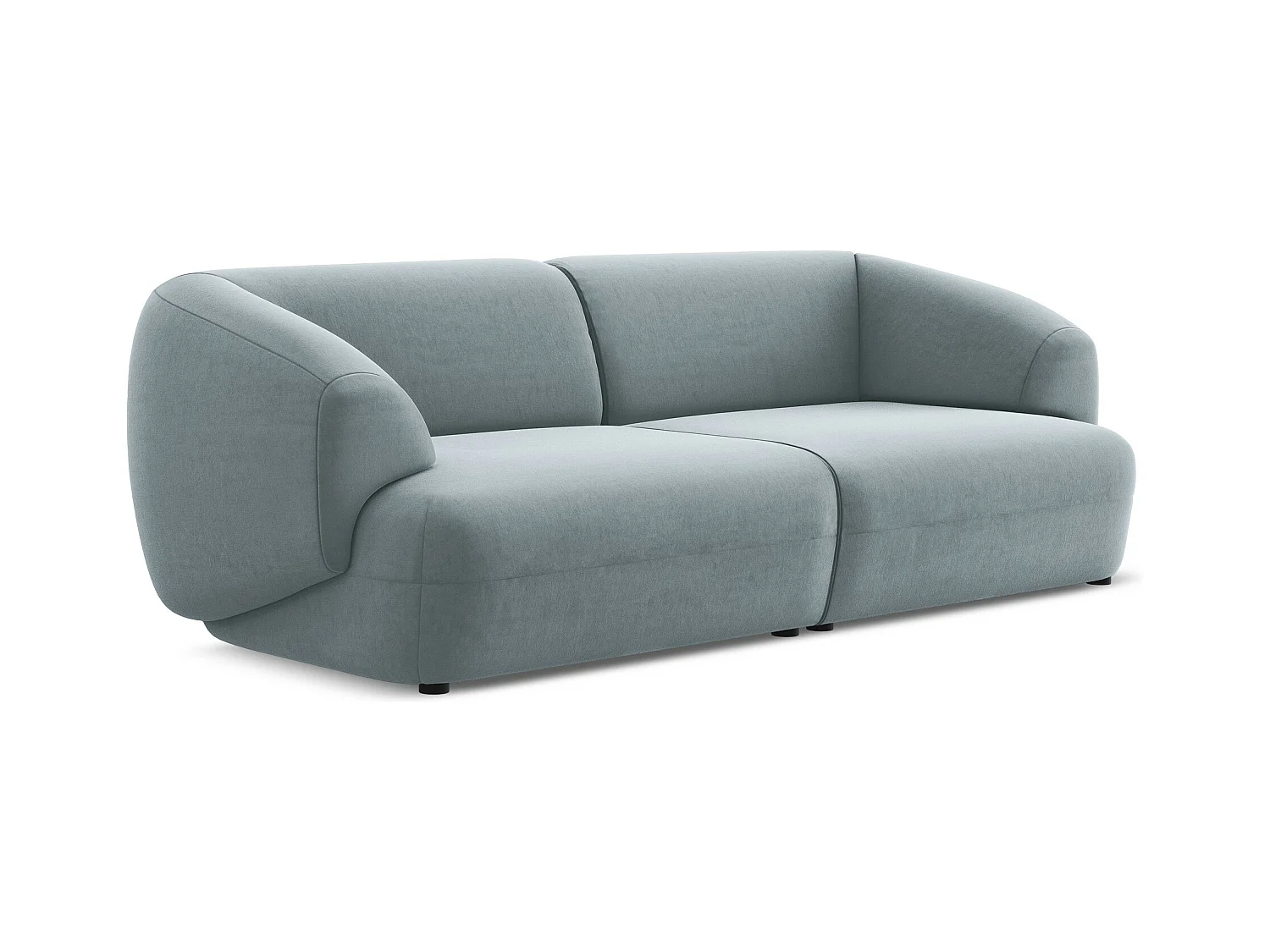 Modulares 4-Sitzer Sofa - - Samt - Hellblau - MOANA