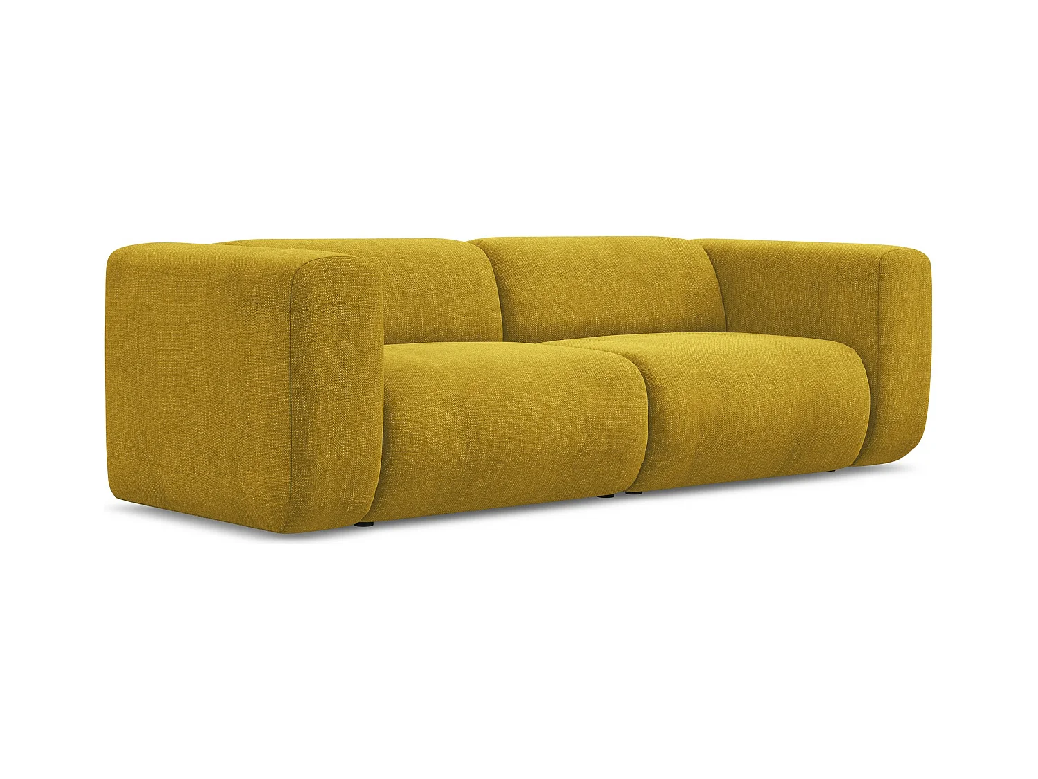 Driezits modulaire bank van mosterd chenille stof - EKAHI