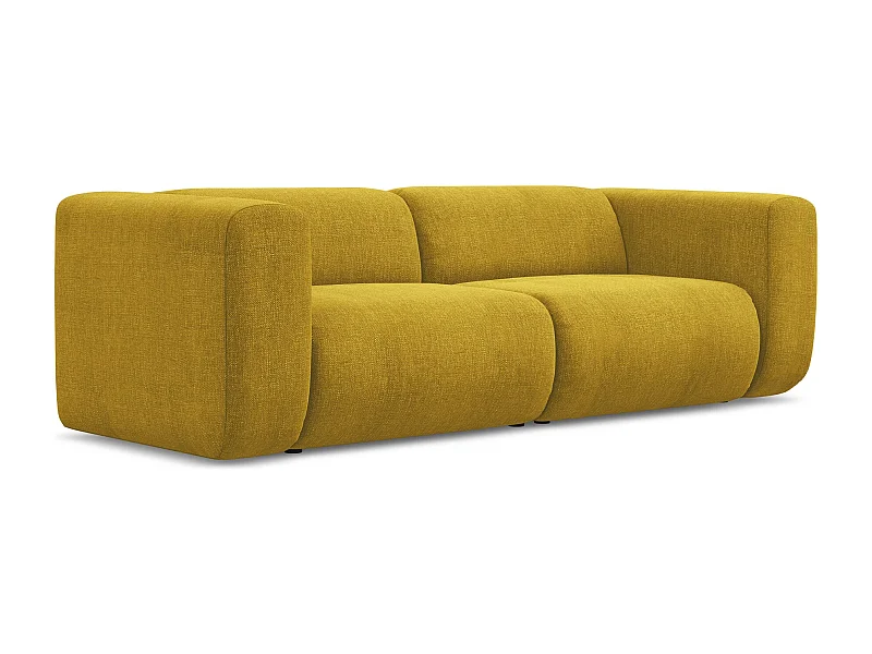 Canapé modulable 3 places en tissu chenille - moutarde - EKAHI