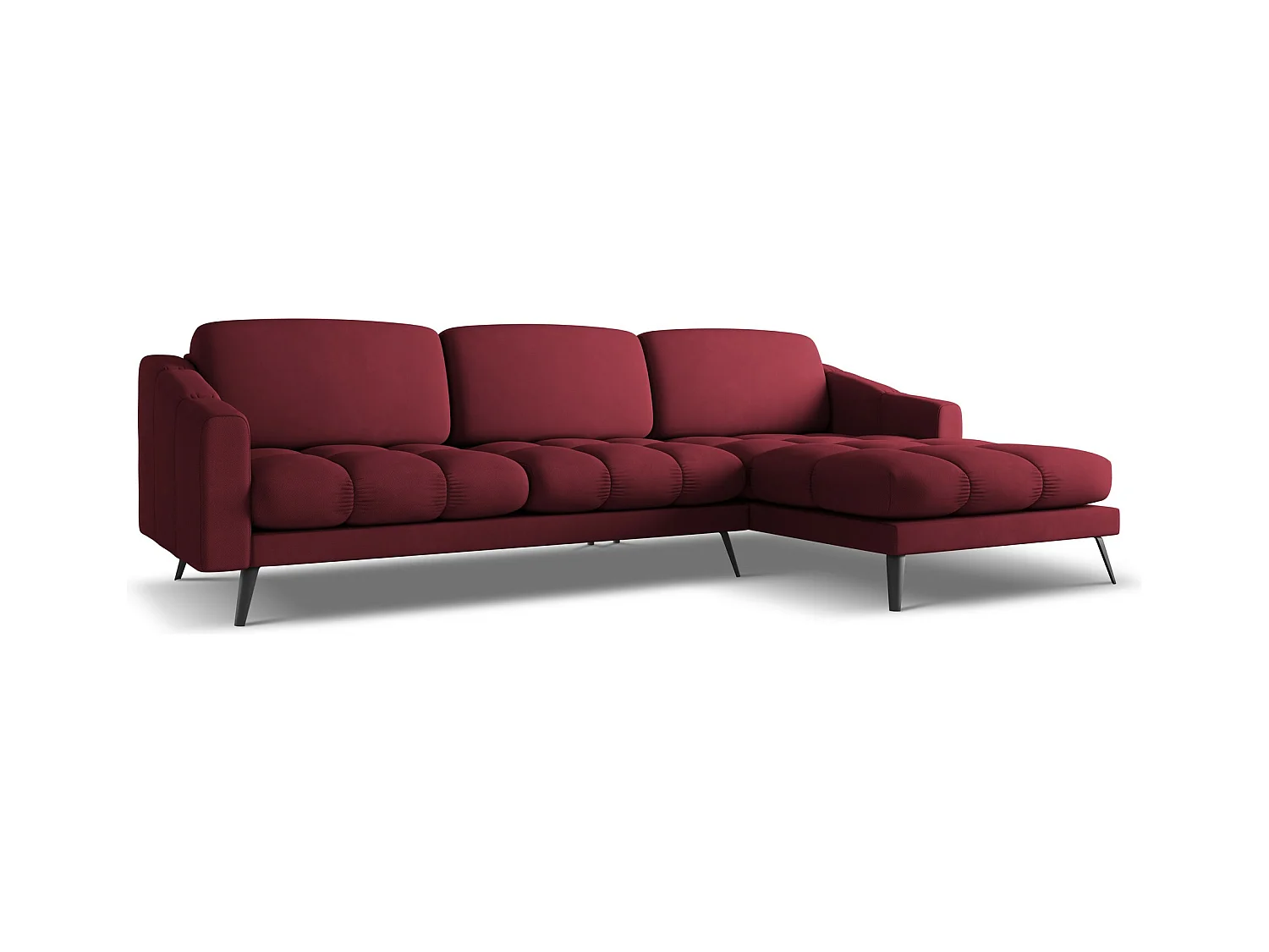 Hoekbank rechts van bordeaux chenille stof - NALU