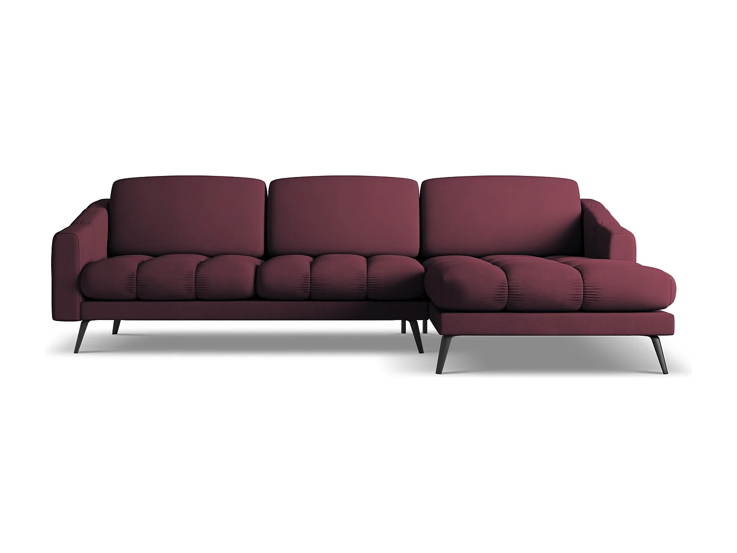 Canapé d'angle droit en tissu chenille - bordeaux - NALU