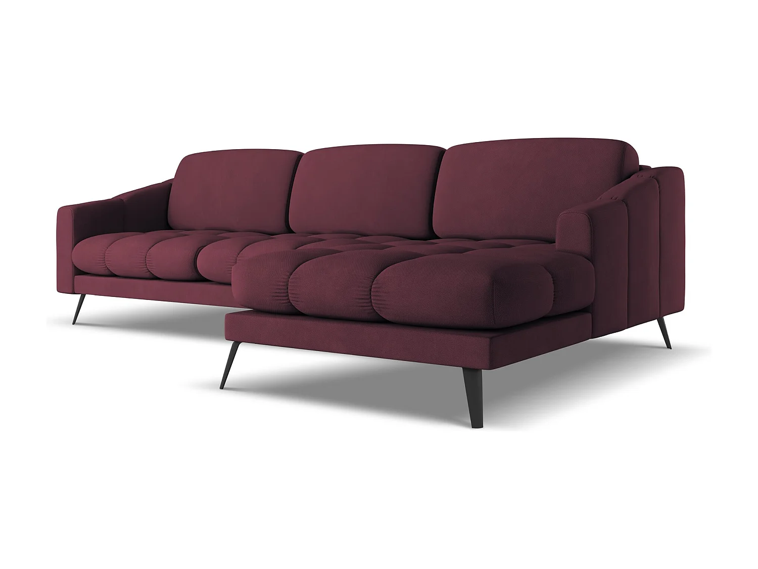 Canapé d'angle droit en tissu chenille - bordeaux - NALU