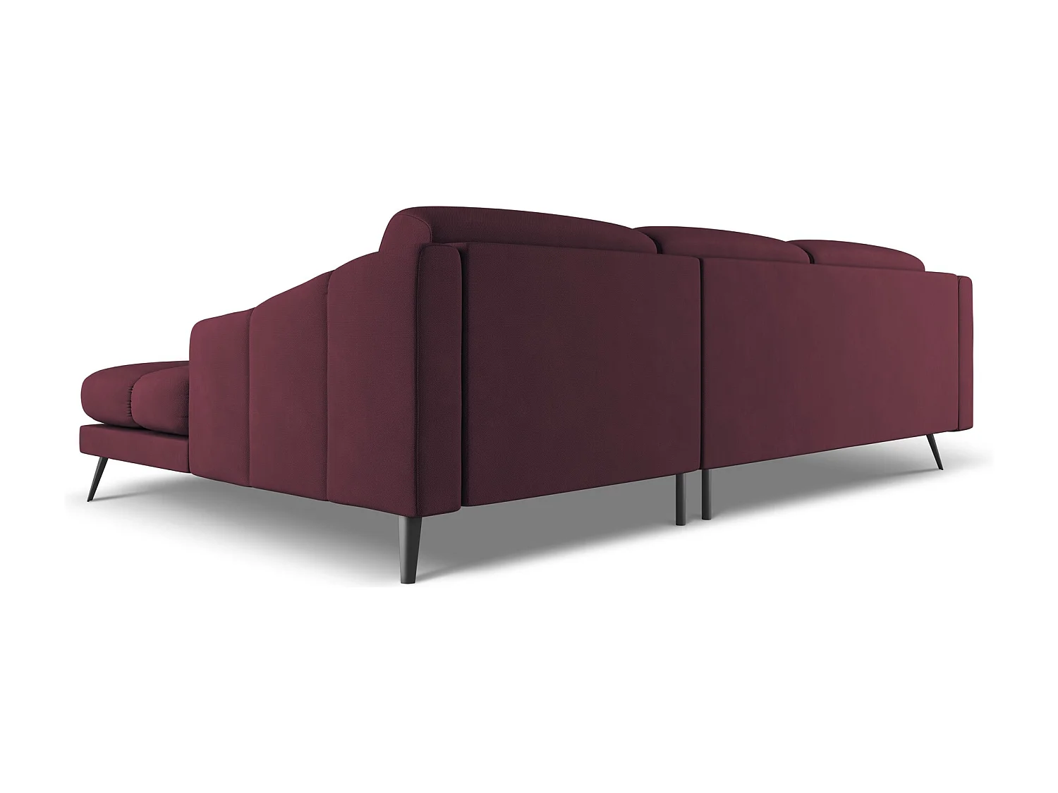 Canapé d'angle droit en tissu chenille - bordeaux - NALU