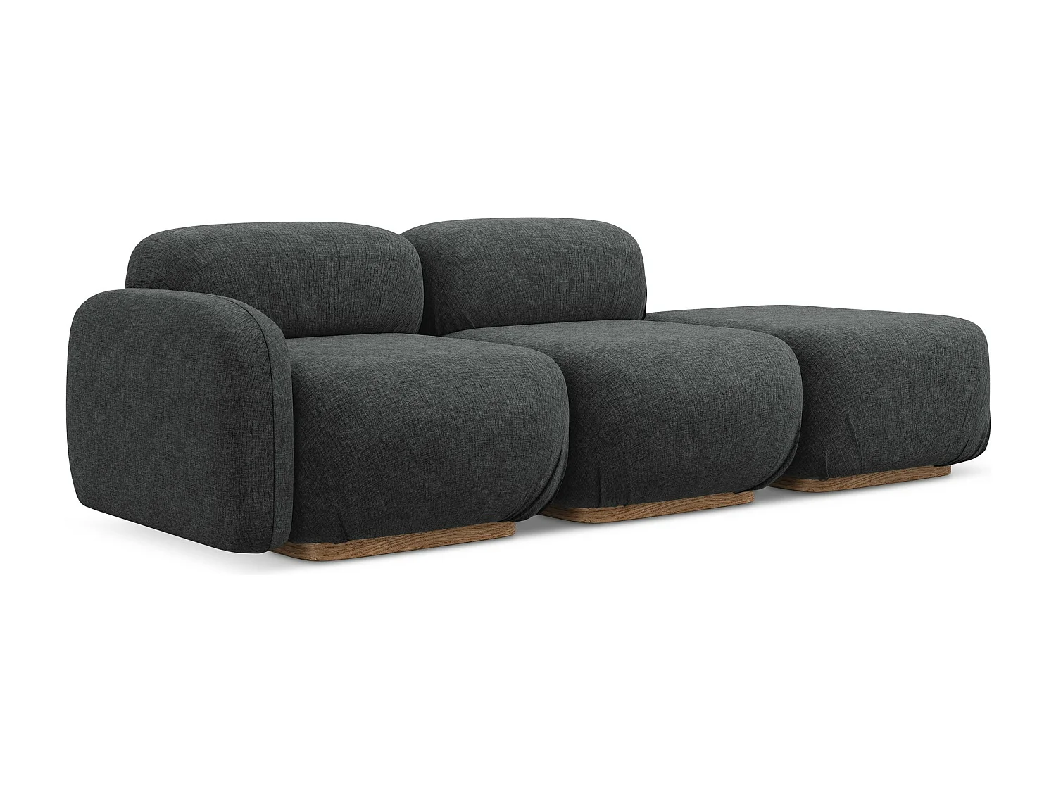 Canapé modulable 3 places droit en tissu chenille - acier - AILANI