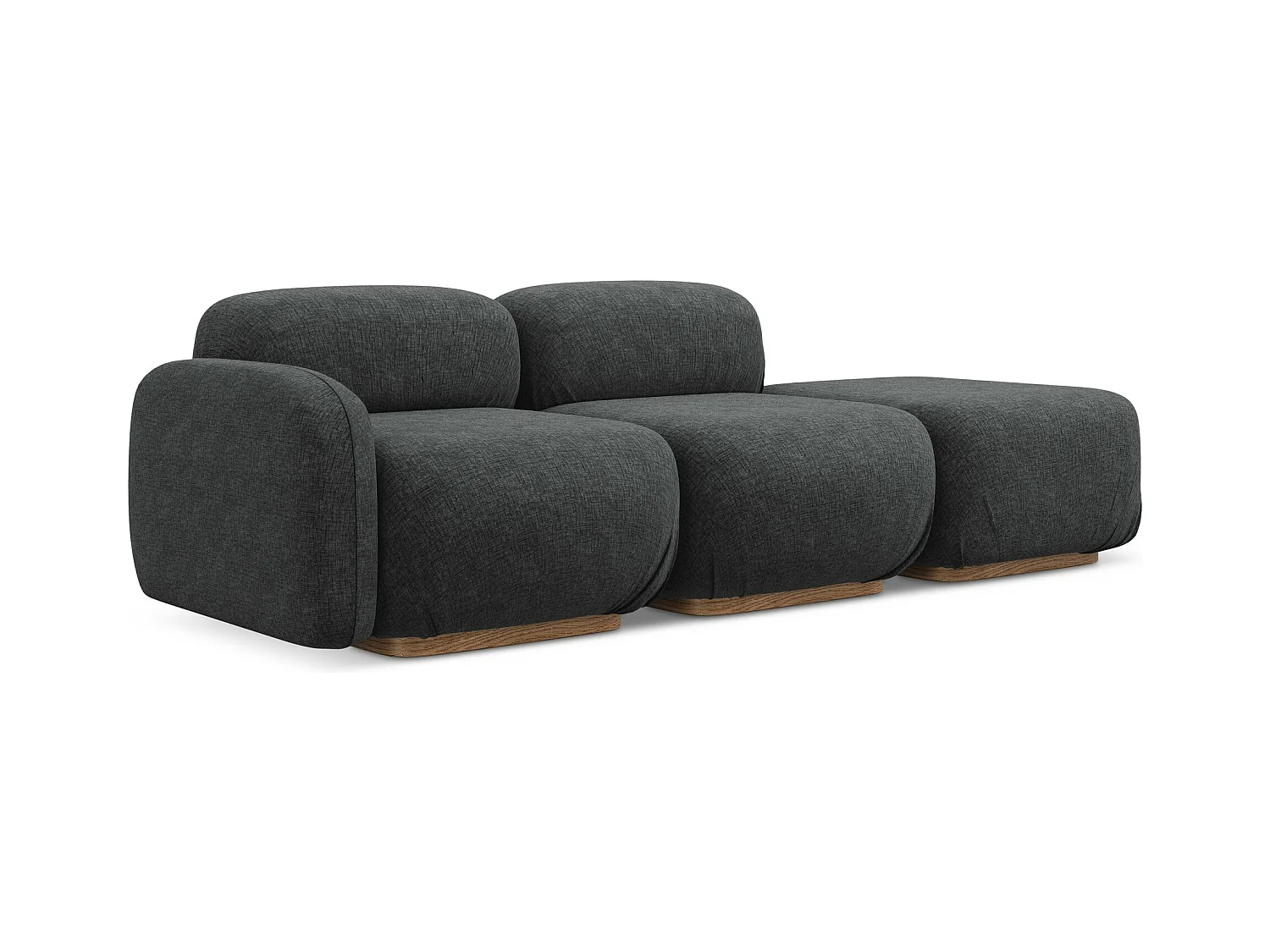 Modulares 3-Sitzer Sofa Rechts - - Chenille - Stahl - AILANI