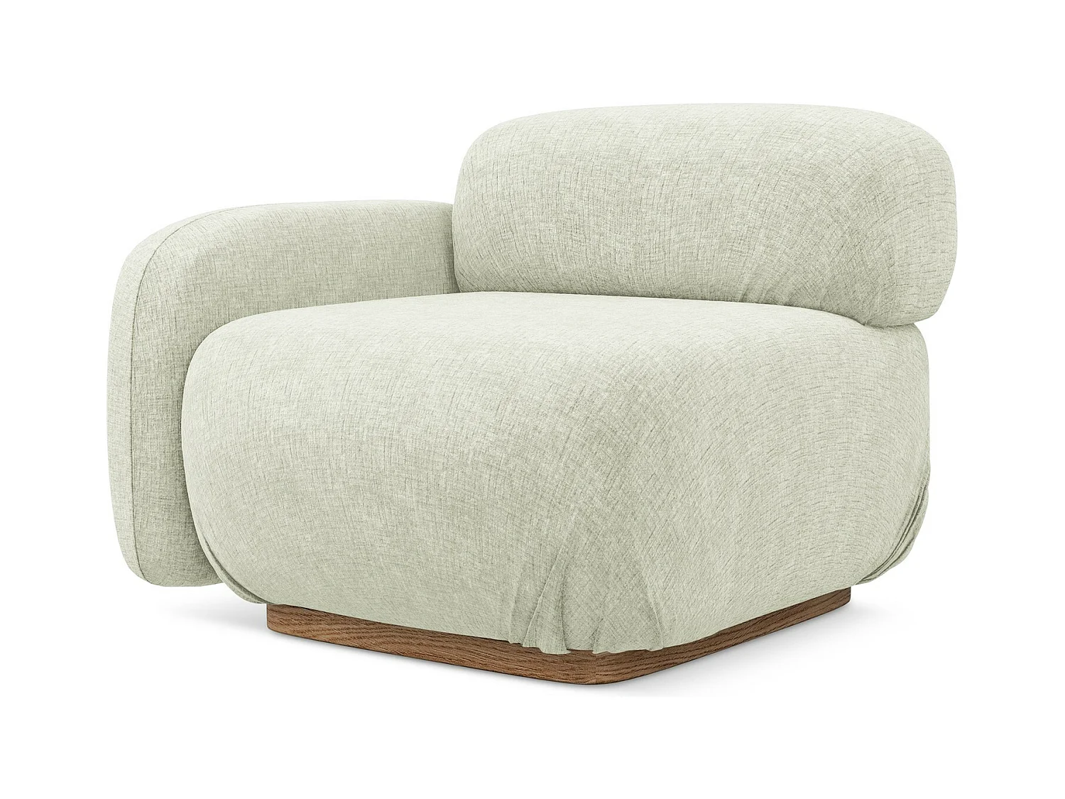 Module avec accoudoirs gauche en tissu chenille - blanc - AILANI