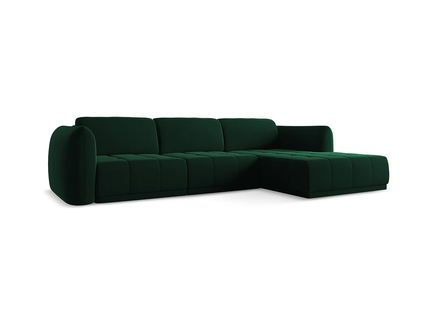 Ecksofa - Ecke Rechts - Samt - Flaschengrün - HOKU