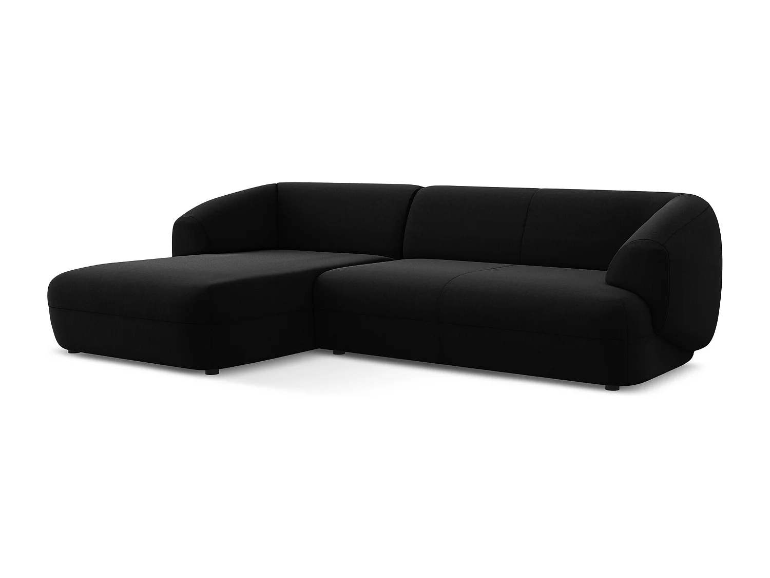 3-Sitzer Modulares Ecksofa - Ecke Links - Samt - Schwarz - MOANA