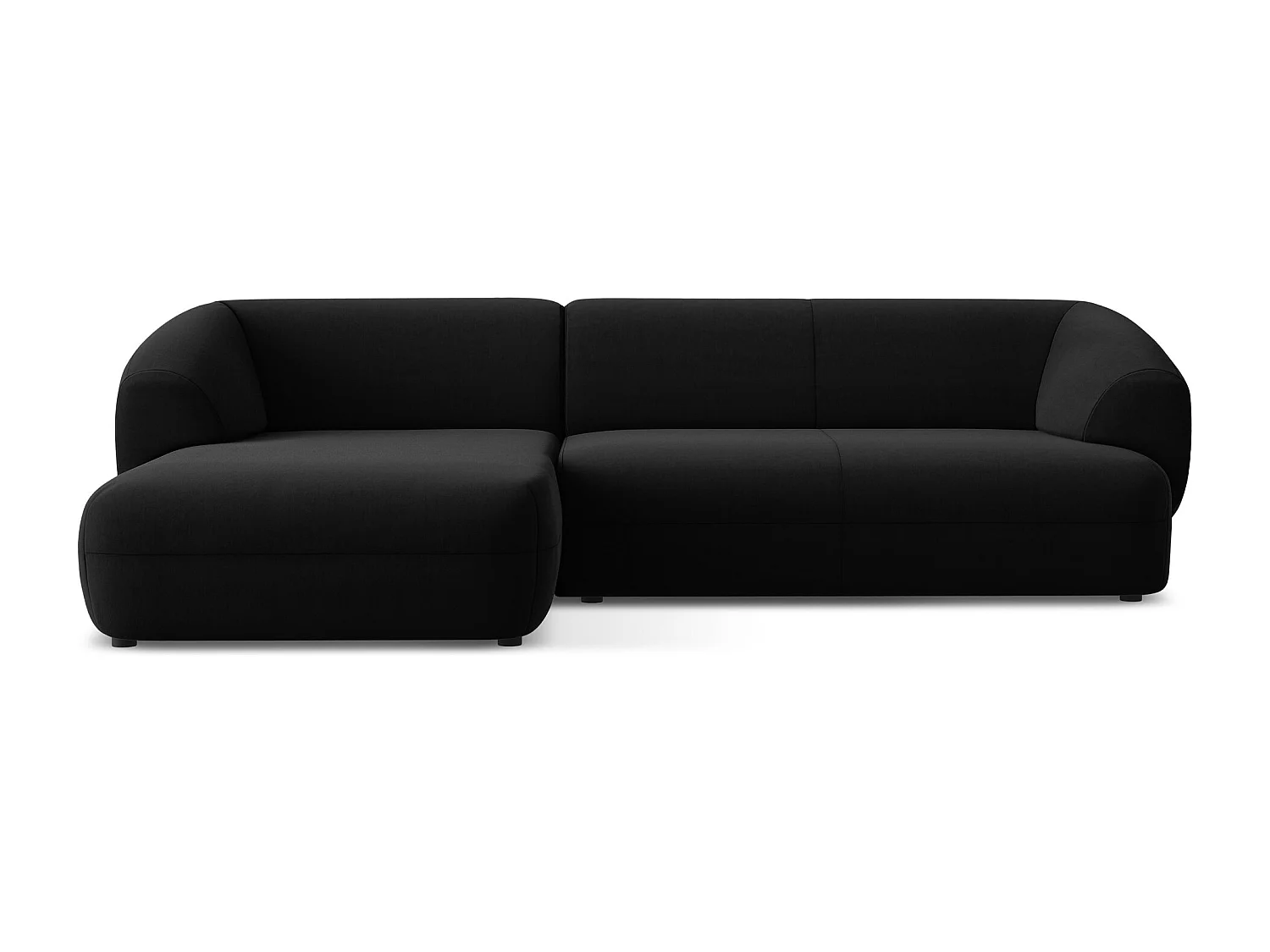 3-Sitzer Modulares Ecksofa - Ecke Links - Samt - Schwarz - MOANA