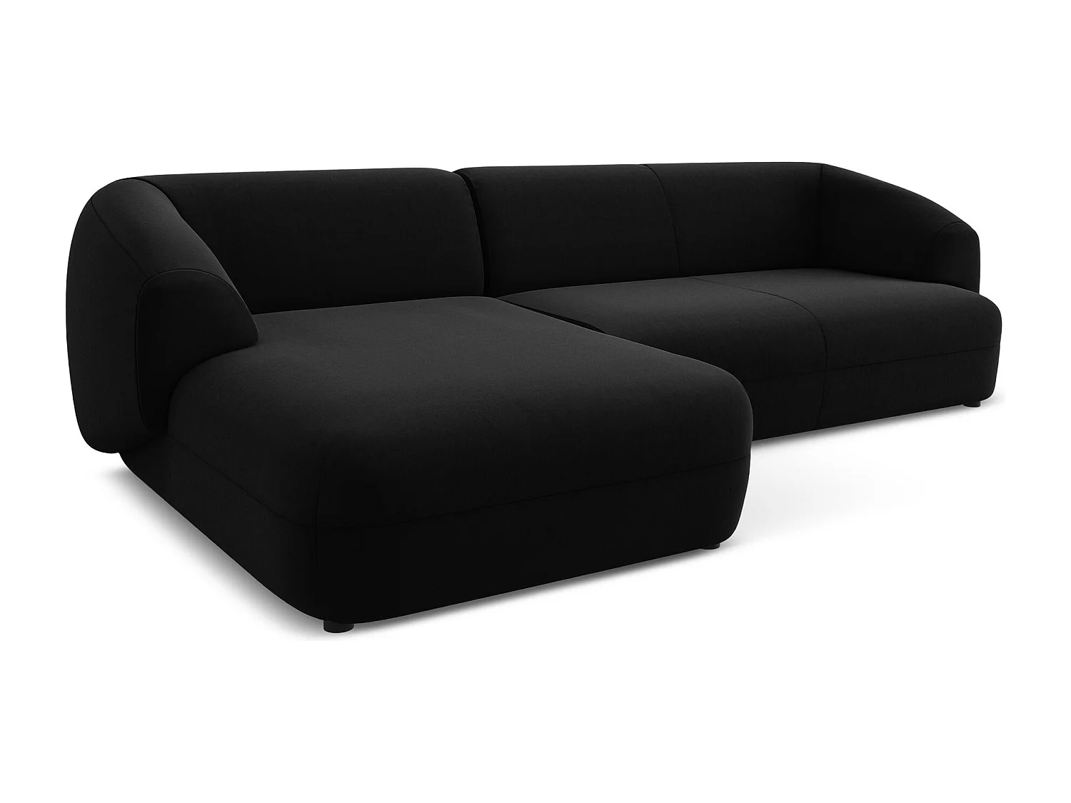 3-Sitzer Modulares Ecksofa - Ecke Links - Samt - Schwarz - MOANA