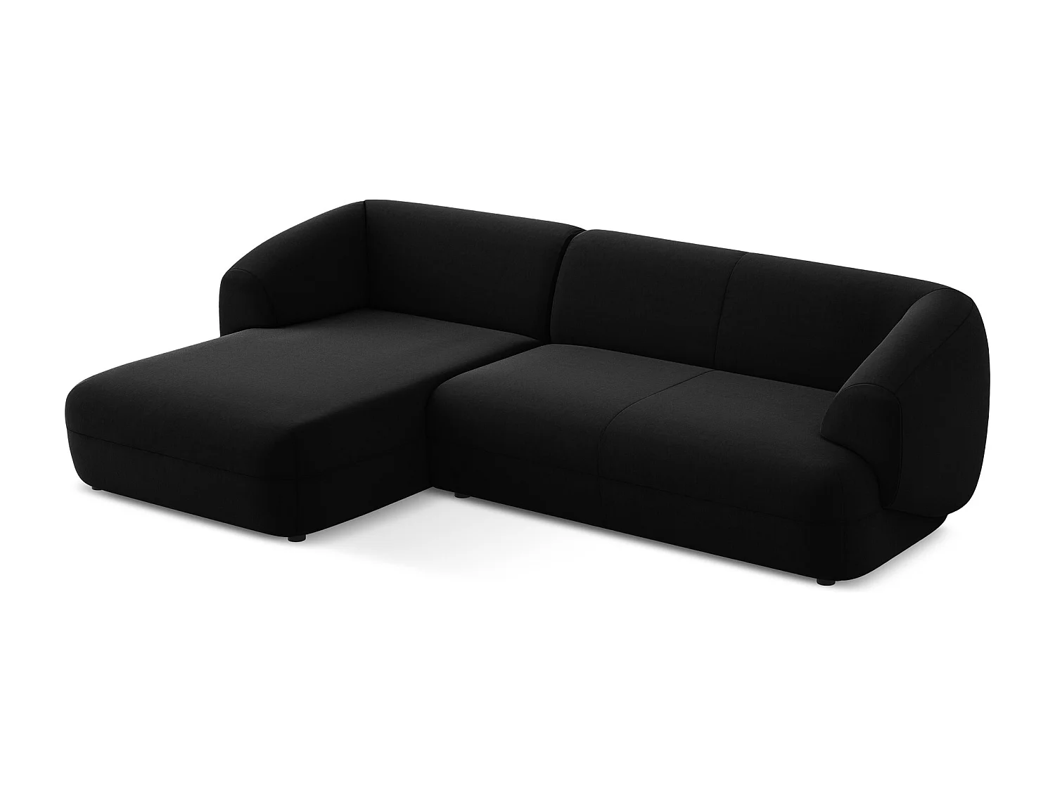 3-Sitzer Modulares Ecksofa - Ecke Links - Samt - Schwarz - MOANA