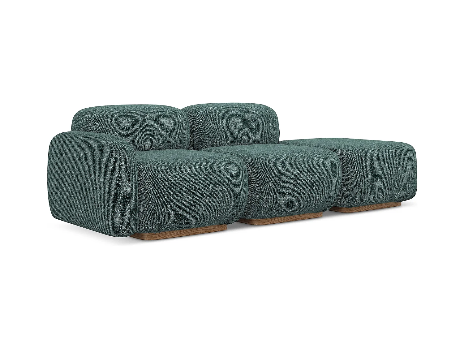 Modulares 3-Sitzer Sofa Rechts - - Strukturstoff - Jeans - AILANI