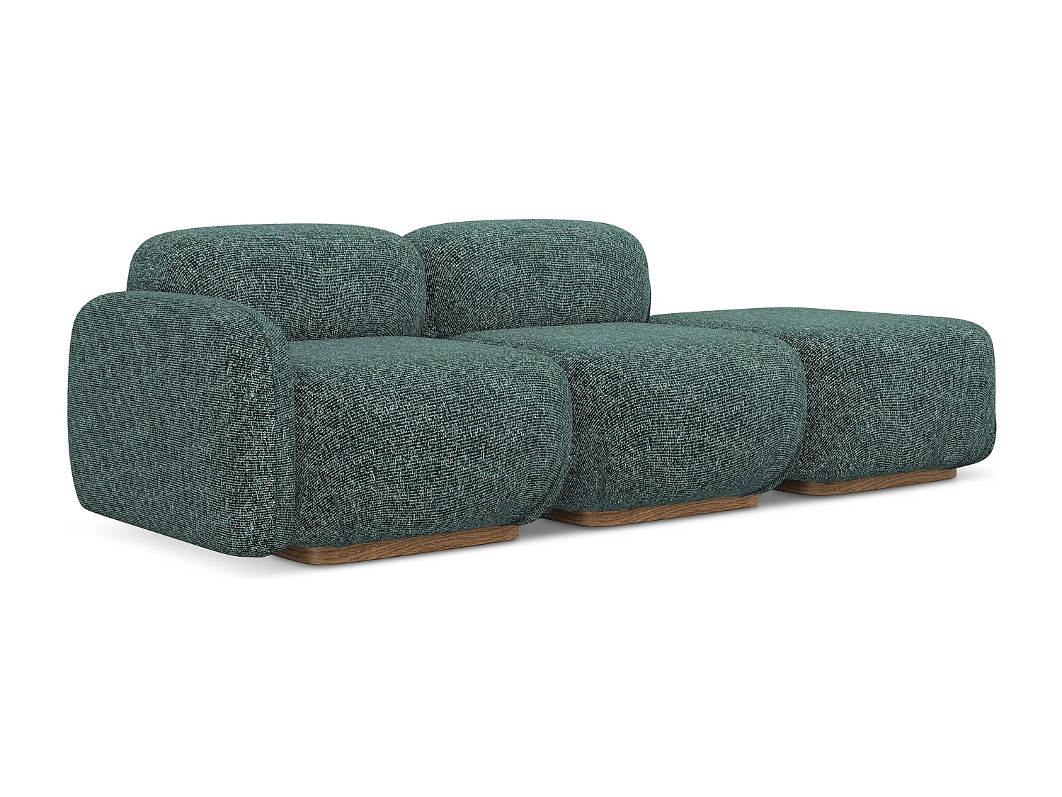 3-osobowa kanapa modułowa prawa - z tkaniny strukturalnej - jeans - AILANI