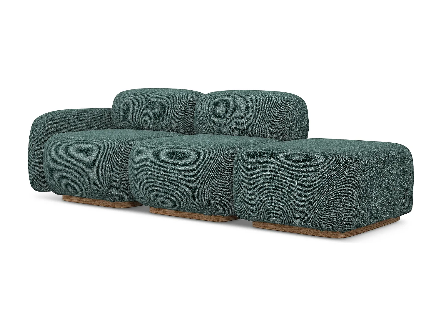 3-osobowa kanapa modułowa prawa - z tkaniny strukturalnej - jeans - AILANI