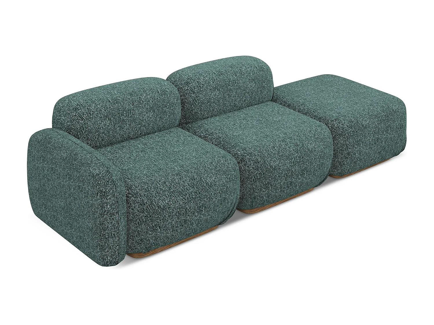 3-osobowa kanapa modułowa prawa - z tkaniny strukturalnej - jeans - AILANI