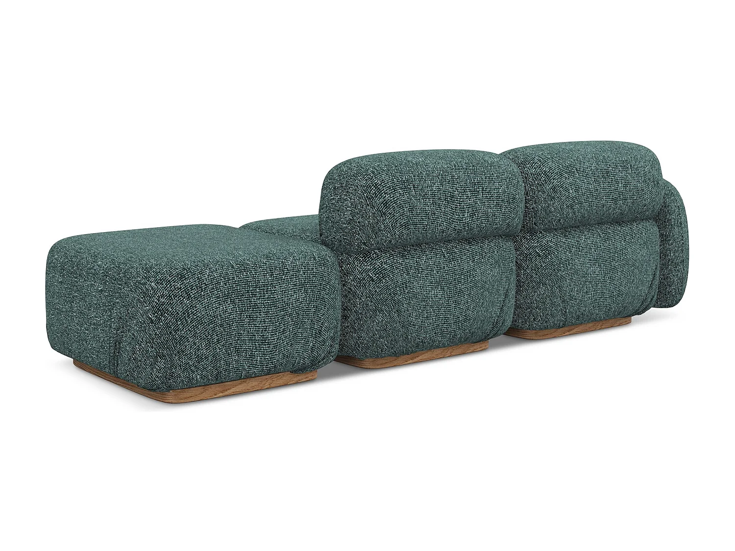 3-osobowa kanapa modułowa prawa - z tkaniny strukturalnej - jeans - AILANI