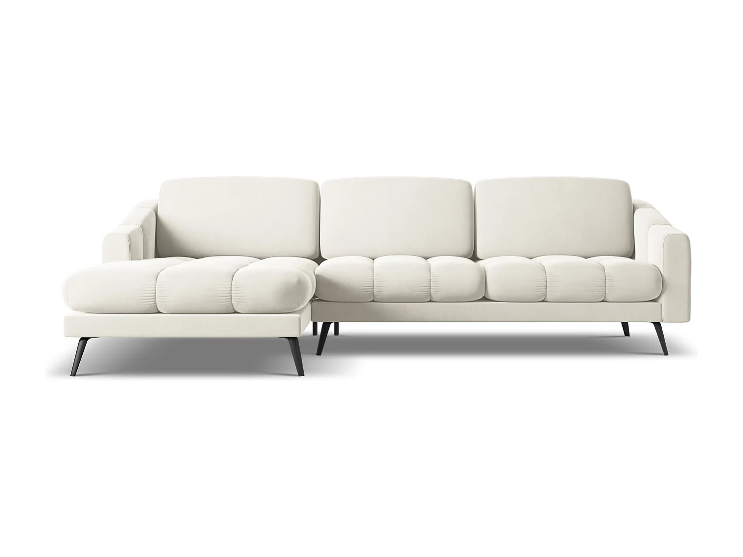 Hoekbank links van lichtbeige velours - NALU