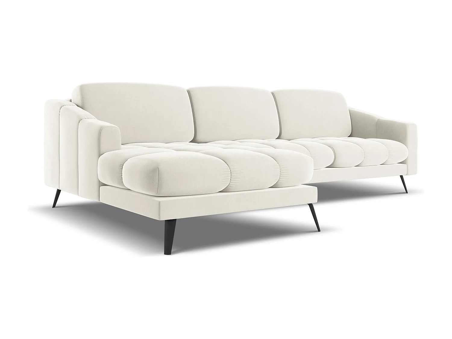 Hoekbank links van lichtbeige velours - NALU