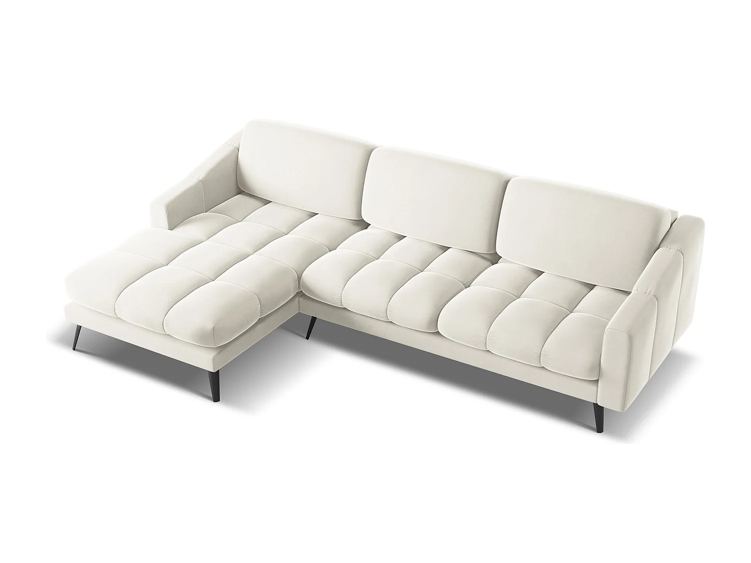 Hoekbank links van lichtbeige velours - NALU