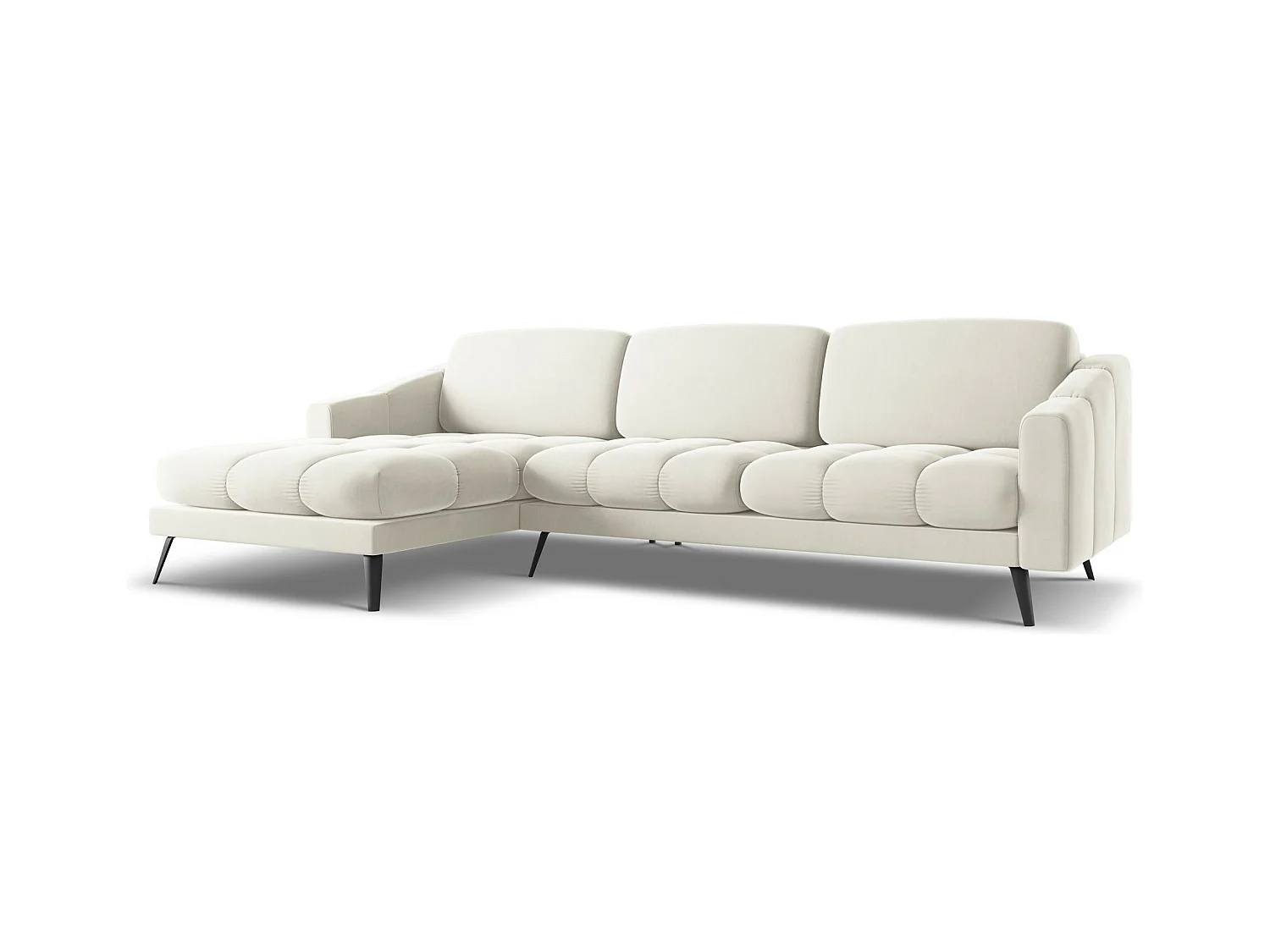 Ecksofa - Ecke Links - Samt - Hell beige - NALU