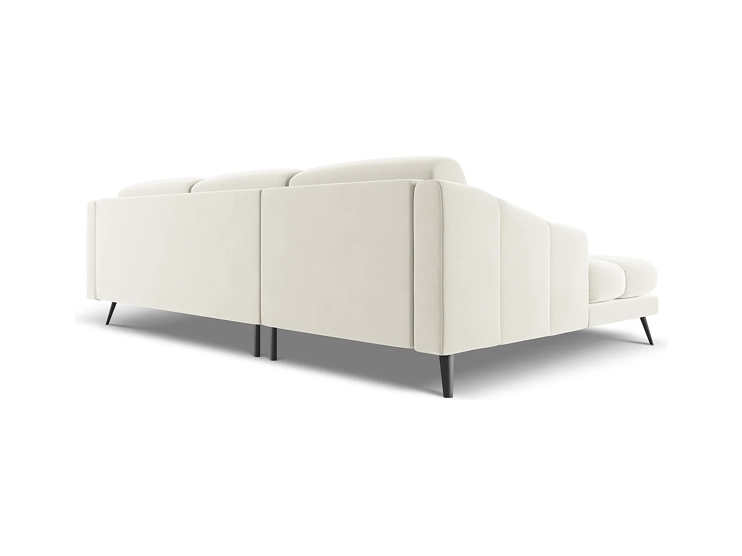 Canapé d'angle gauche en velours - beige clair - NALU