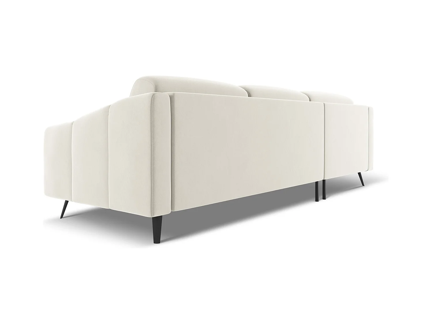 Canapé d'angle gauche en velours - beige clair - NALU