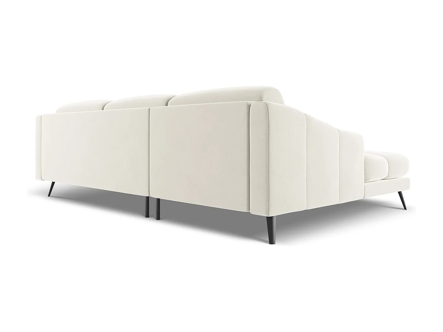 Canapé d'angle gauche en velours - beige clair - NALU