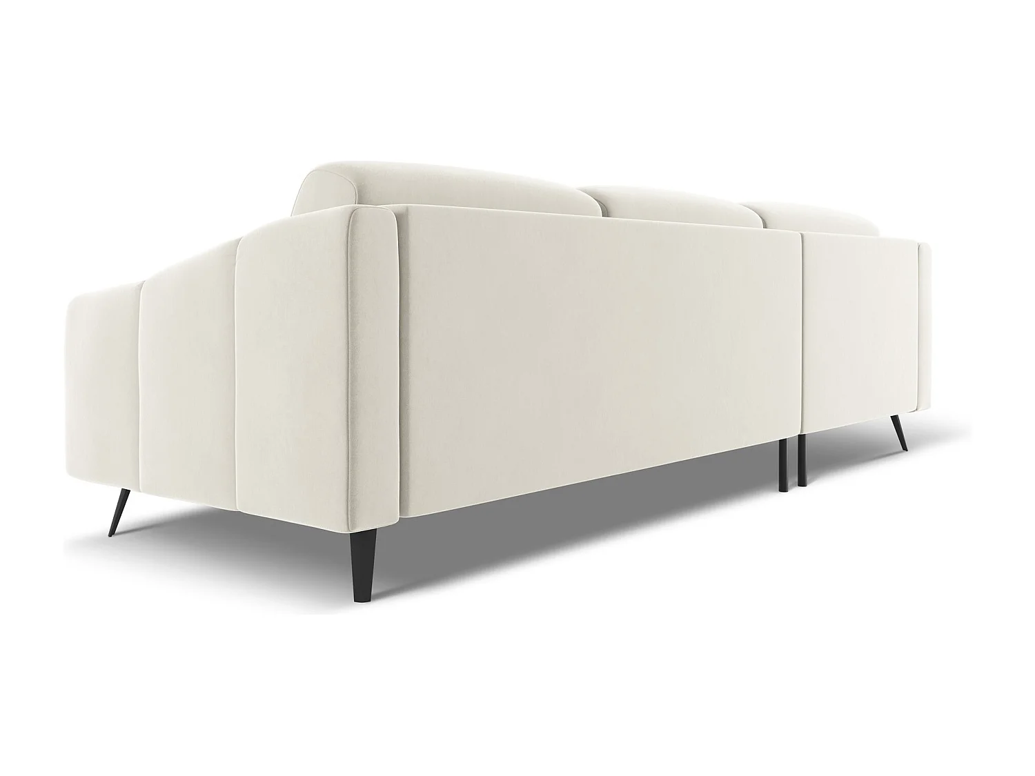 Canapé d'angle gauche en velours - beige clair - NALU