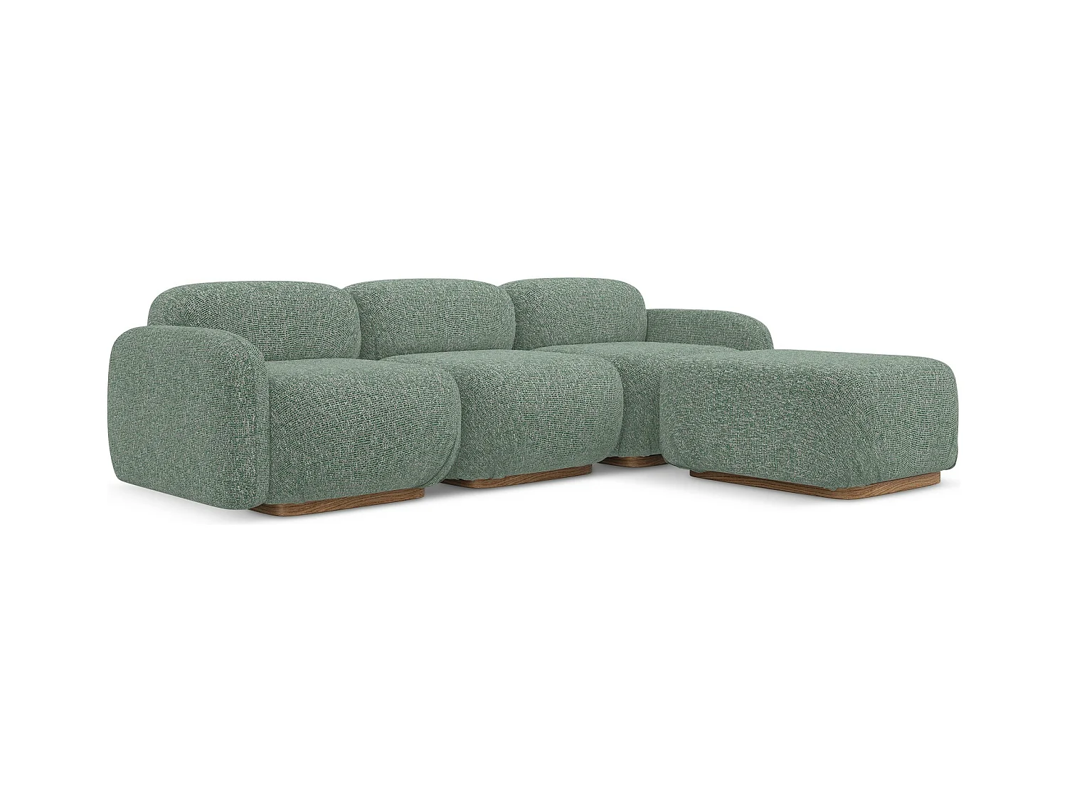 Canapé d'angle réversible en tissu texturé - vert clair - AILANI