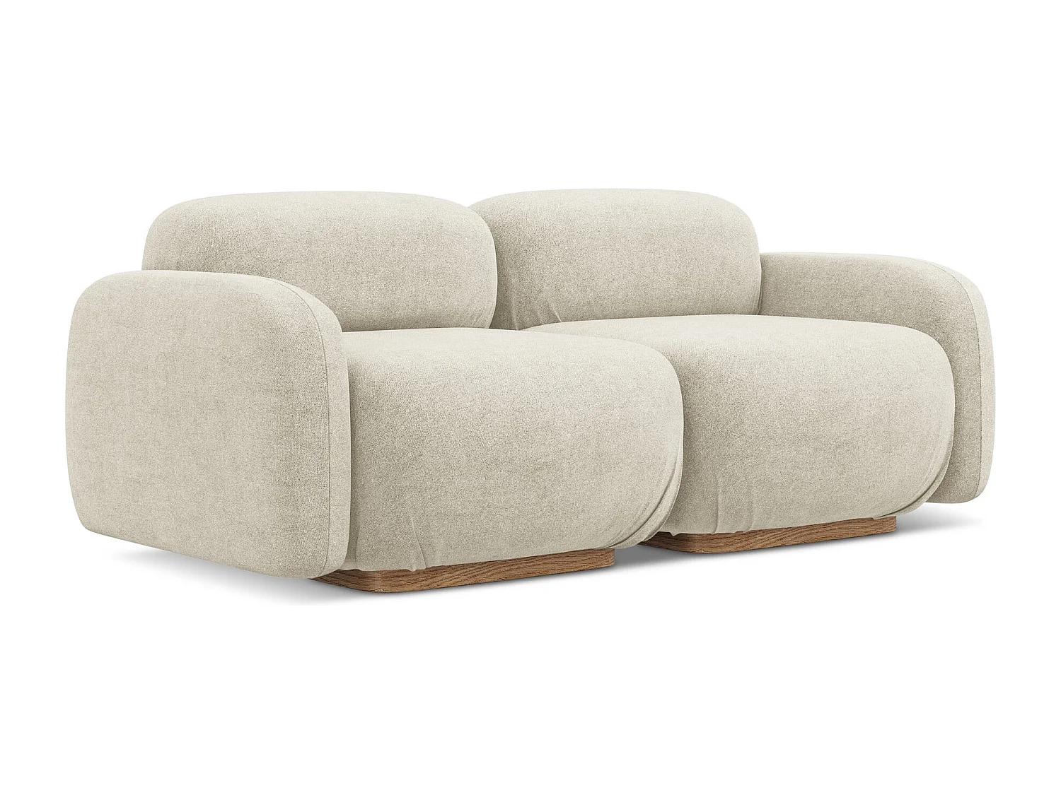 Modulares 3-Sitzer Sofa - - Bouclé - Hell beige - AILANI