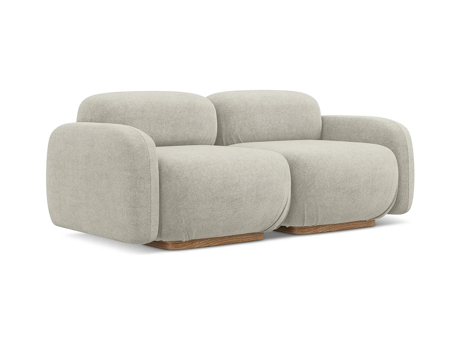 Driezits modulaire bank van lichtbeige bouclé - AILANI