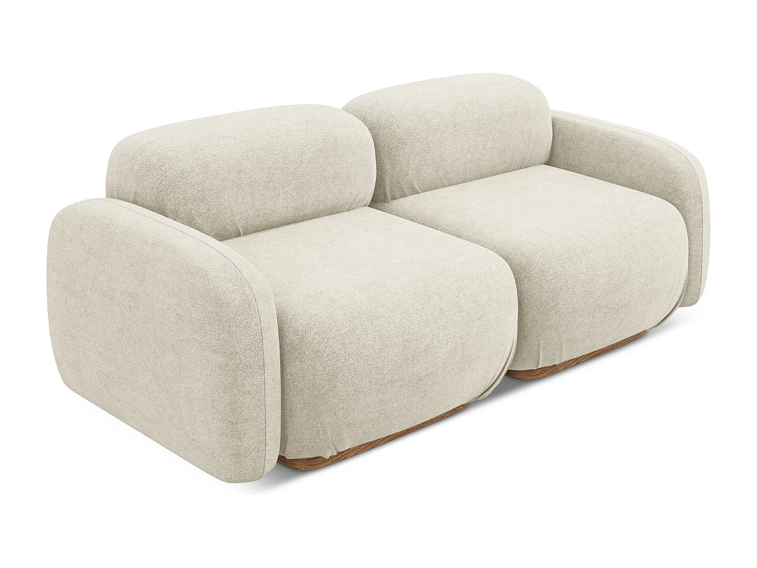 Canapé modulable 3 places en tissu bouclette - beige clair - AILANI