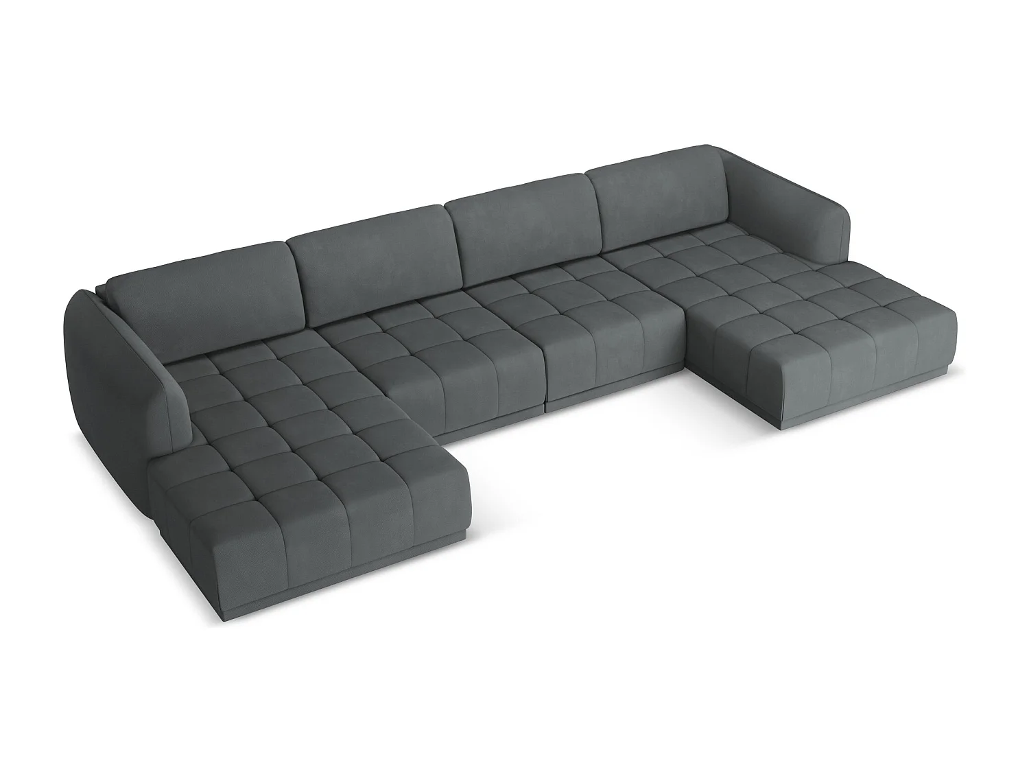 Canapé d'angle panoramique en tissu chenille - graphite - HOKU