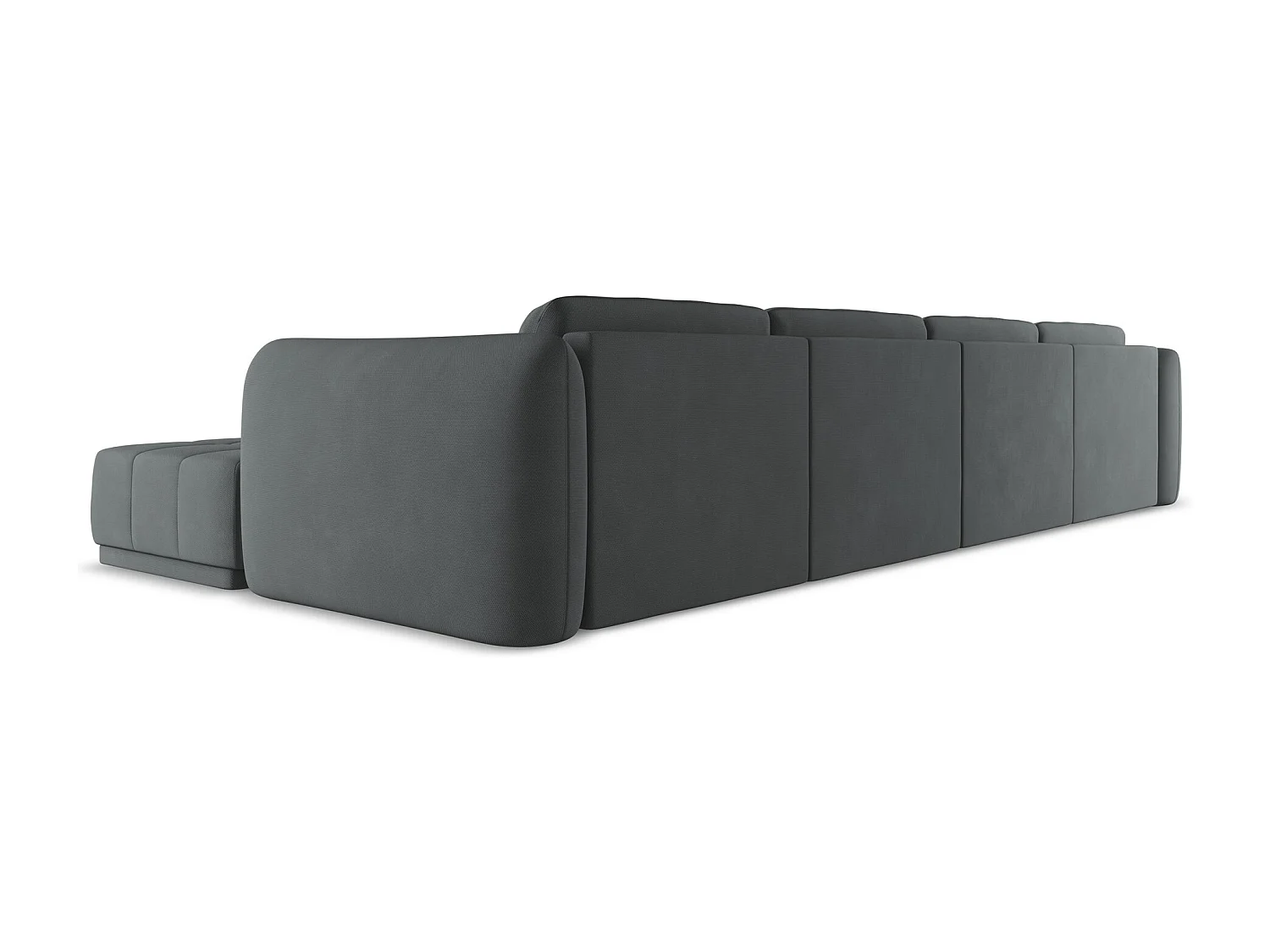 Canapé d'angle panoramique en tissu chenille - graphite - HOKU