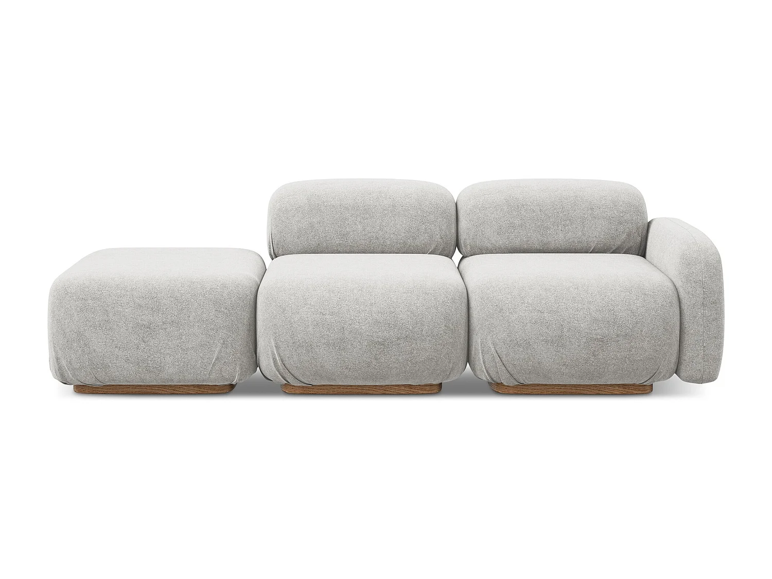 Modulares 3-Sitzer Sofa Links - - Bouclé - Silber - AILANI