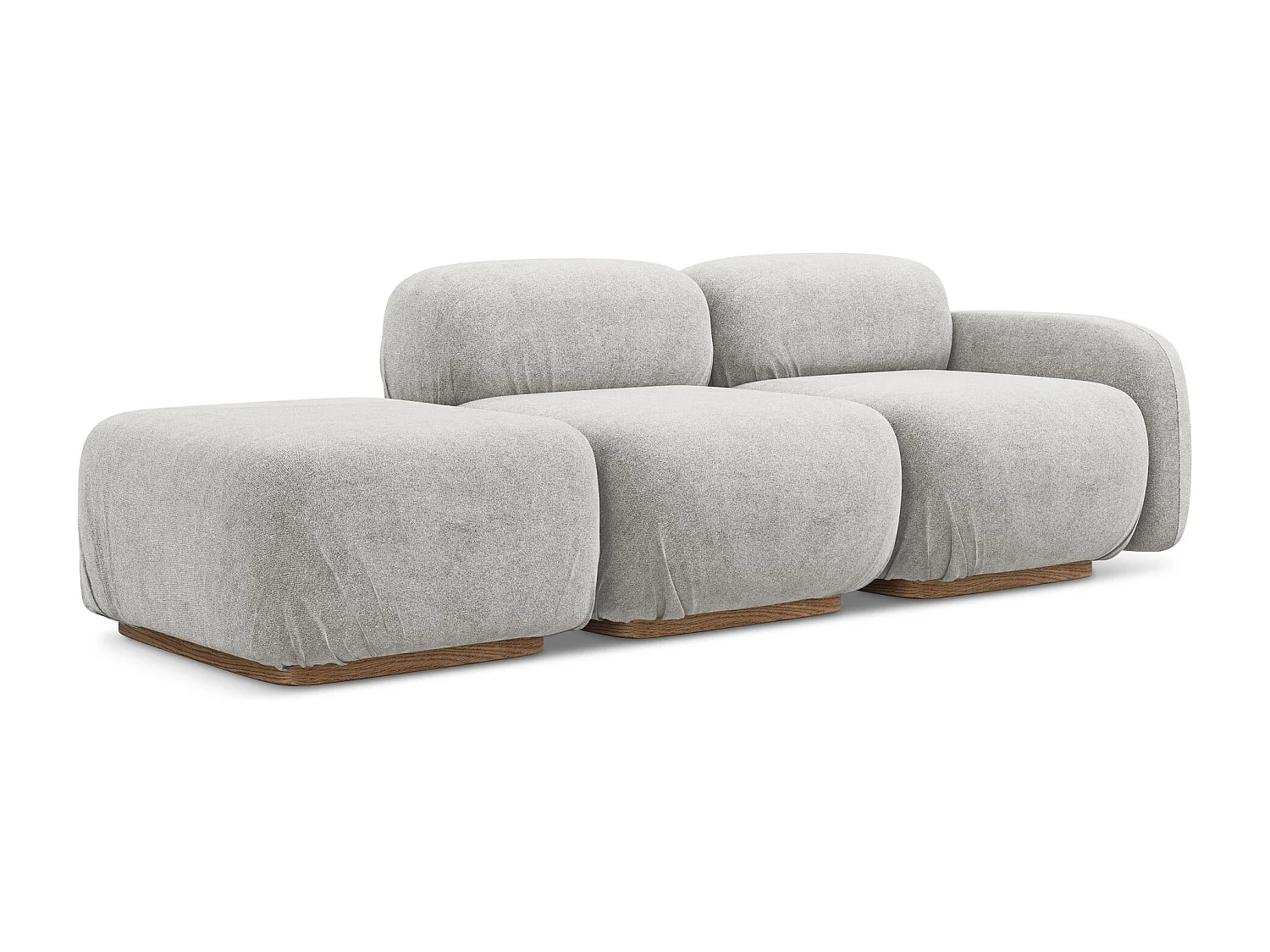 Modulares 3-Sitzer Sofa Links - - Bouclé - Silber - AILANI