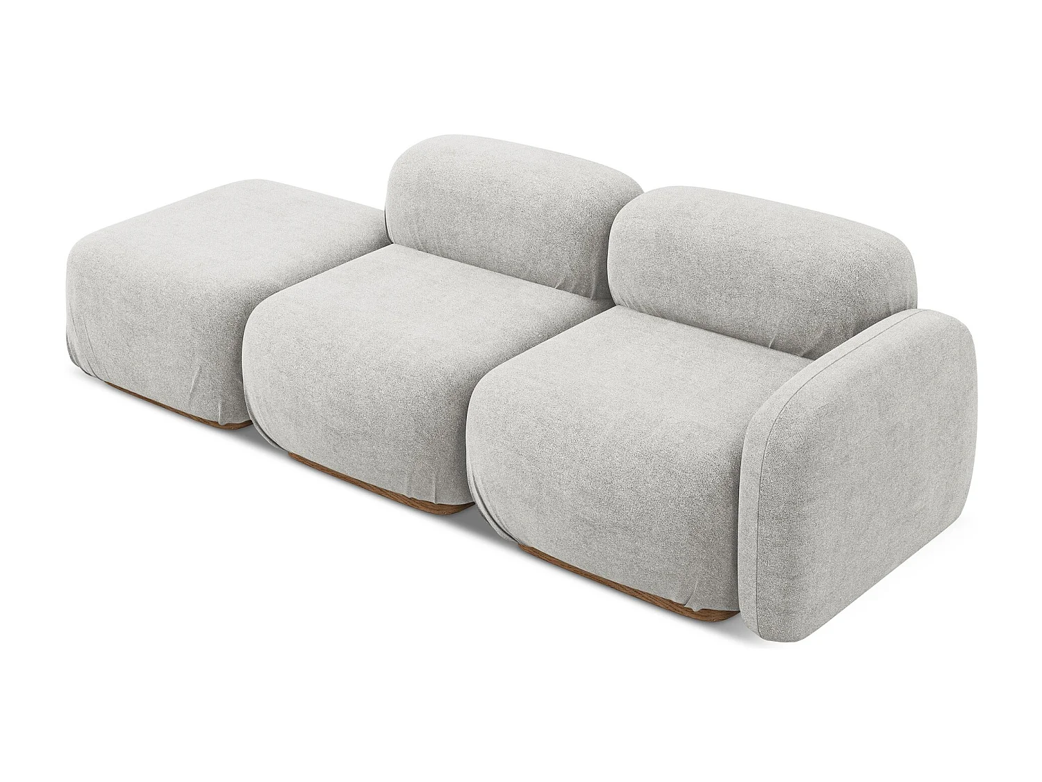 Modulares 3-Sitzer Sofa Links - - Bouclé - Silber - AILANI