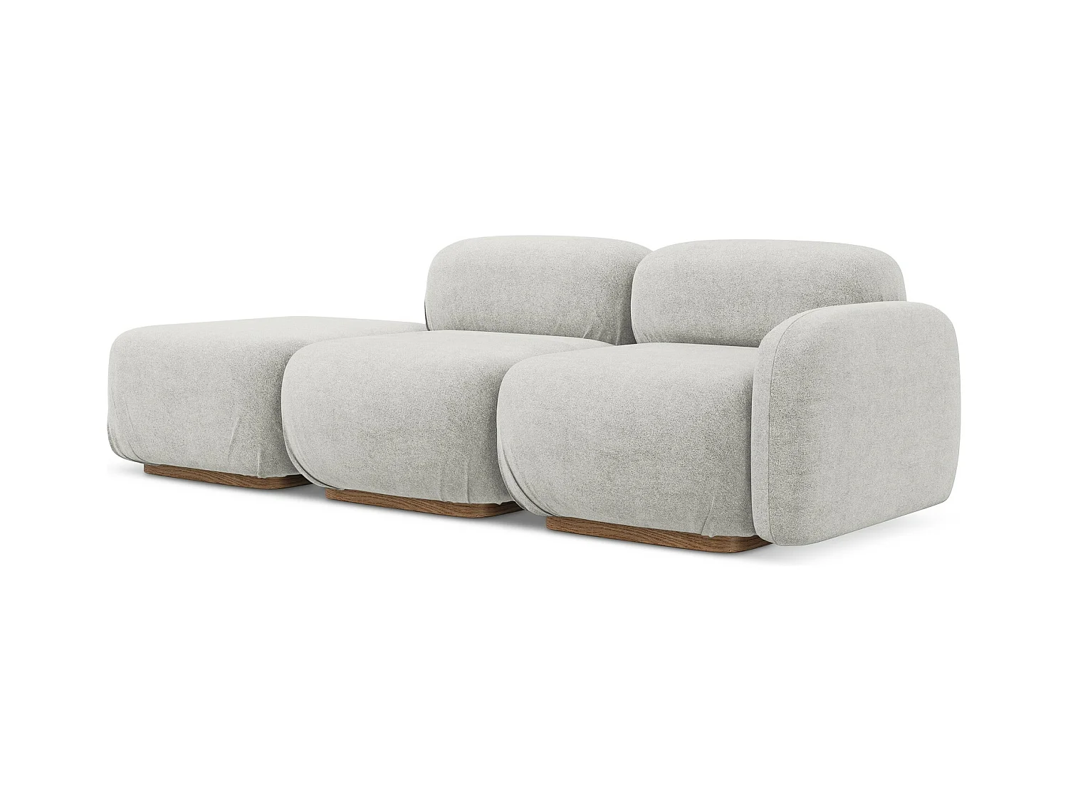 Driezits modulaire bank links van zilver bouclé - AILANI