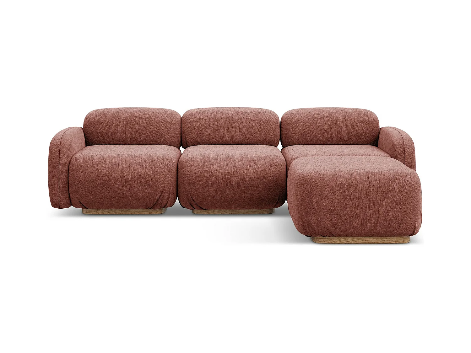 Canapé d'angle réversible en tissu chenille - rose sourd - AILANI