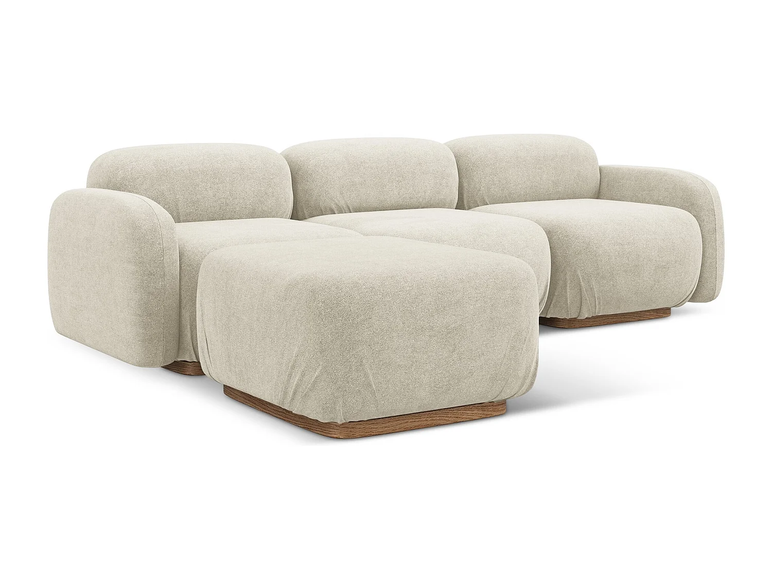 Modulares Ecksofa Beidseitig - - Bouclé - Hell beige - AILANI