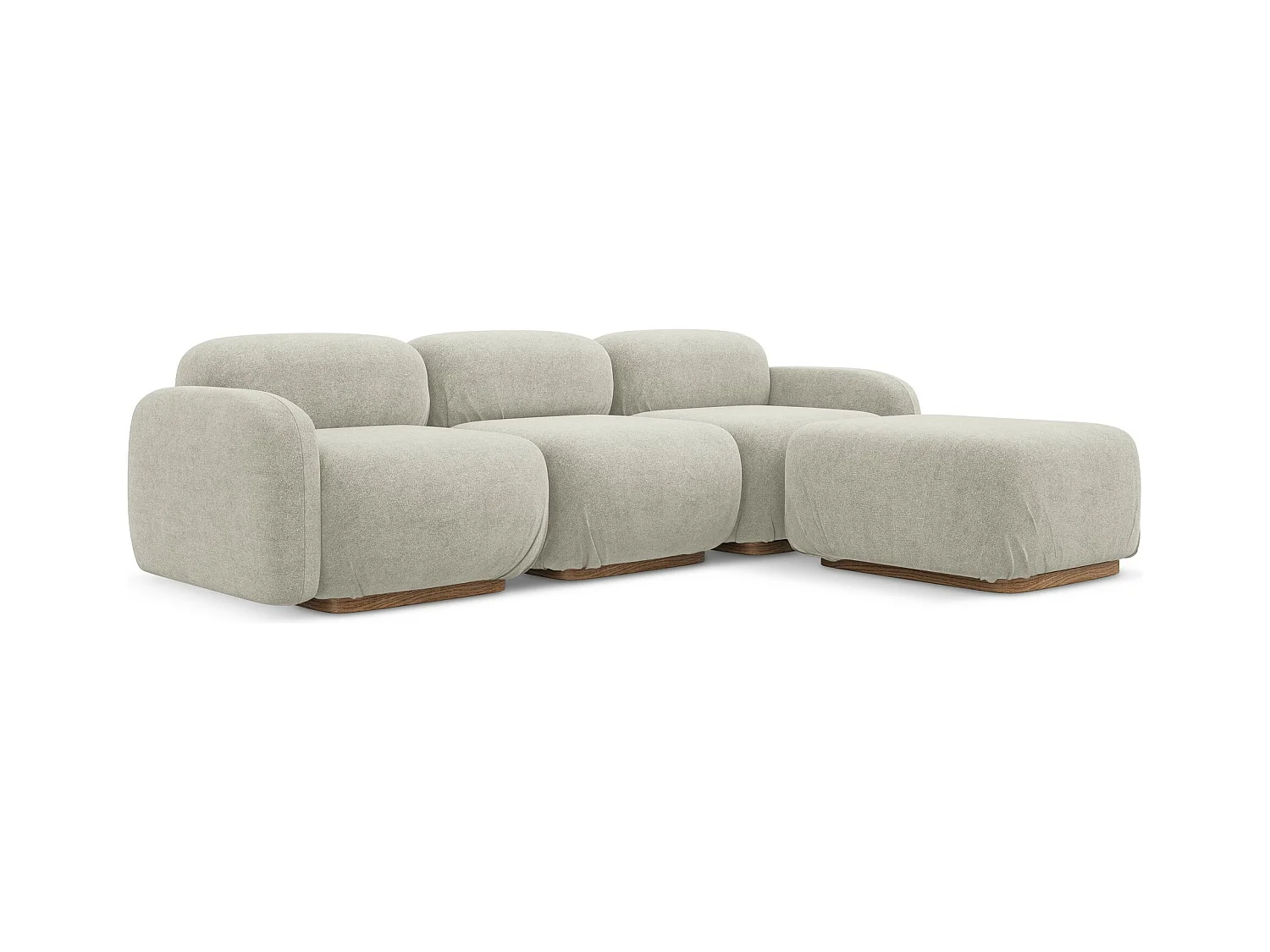 Canapé d'angle réversible en tissu bouclette - beige clair - AILANI
